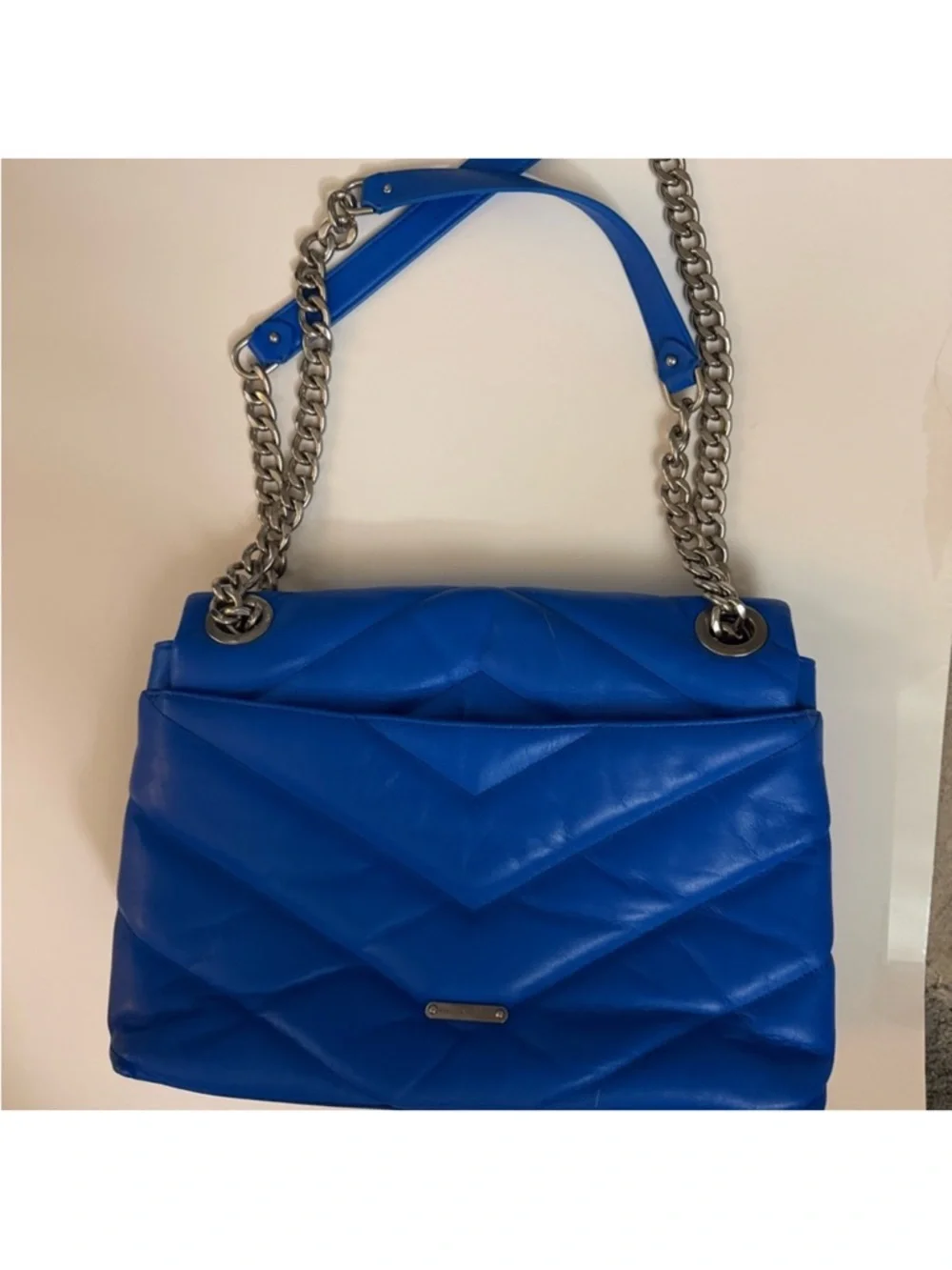 Rebecca Minkoff Electric Blue Quilted Shoulder Bag with Chain Strap - Picture 2 of 4